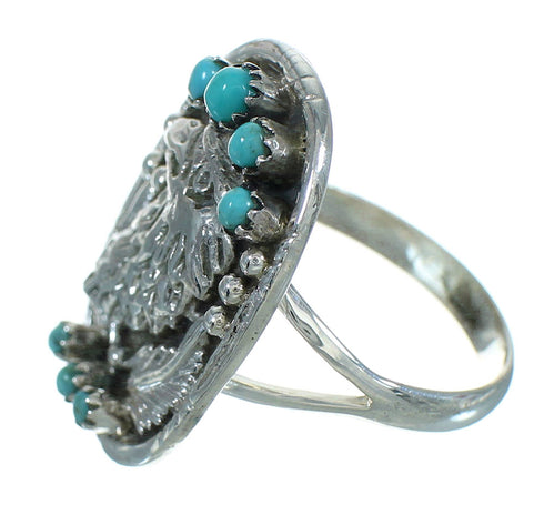 Sterling Silver Eagle Turquoise Ring Size 8-1/4 RX85678